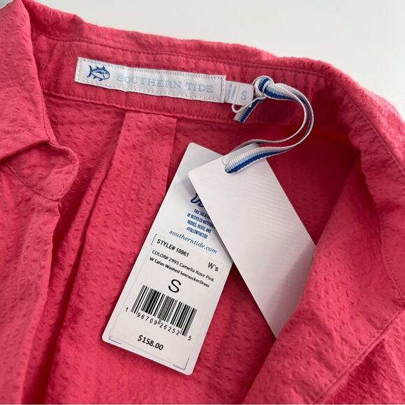 NWT Southern Tide Calan Washed A-Line Seersucker Dress - Camelia Rose Pink Sz S - Picture 4 of 9